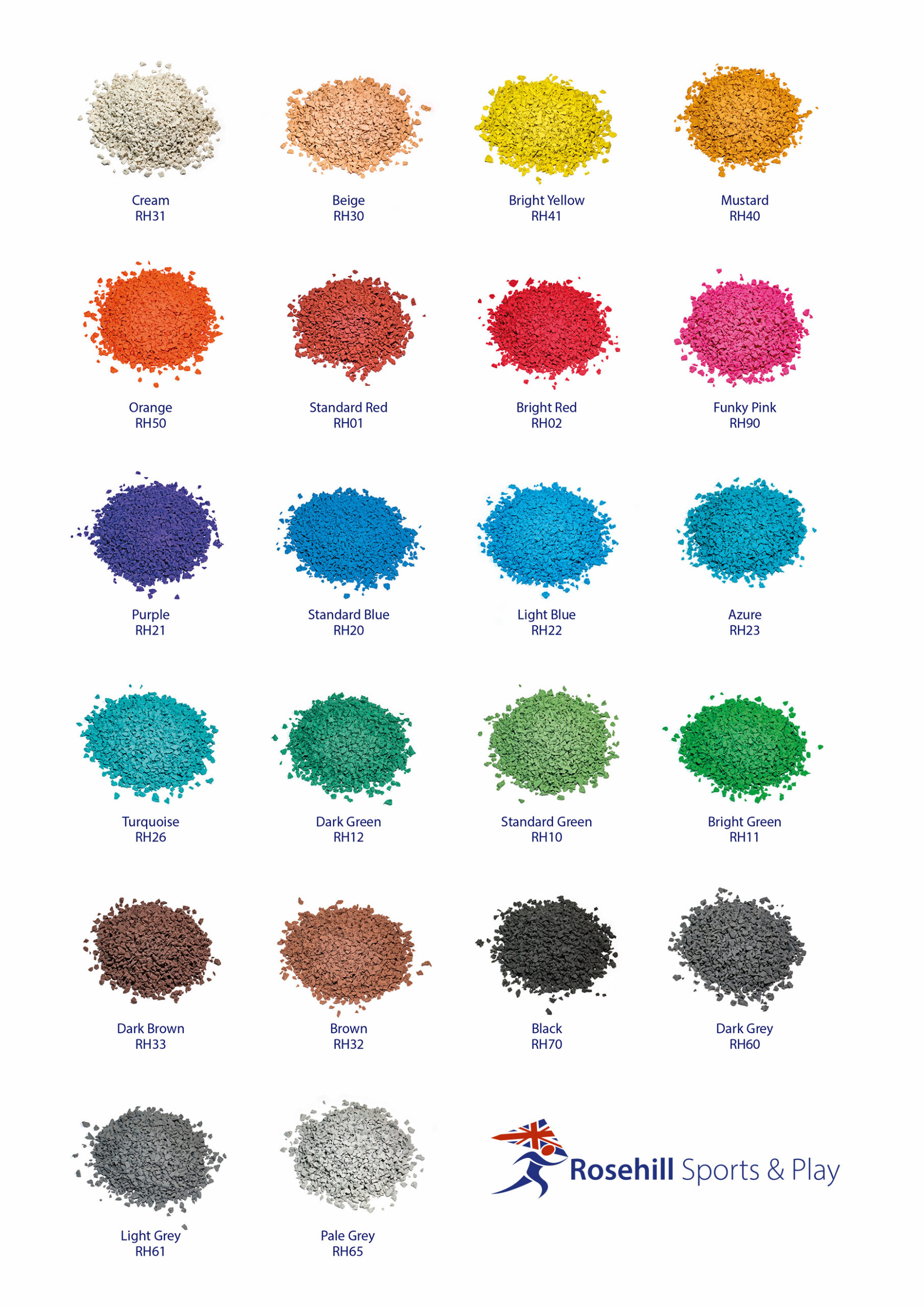 Rubber Granules Brochure & Colour Swatch For Sports Surfaces: Rosehill ...