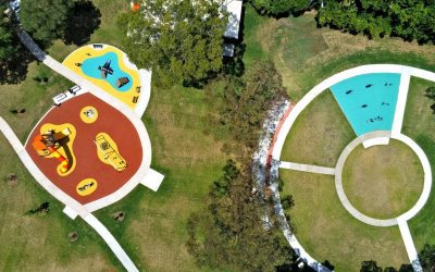 Spielplatz und Outdoor-Turnhalle im Northcote Park, NSW Australien