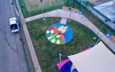 Tre nyligen färdigställda lekplatser i Chile
