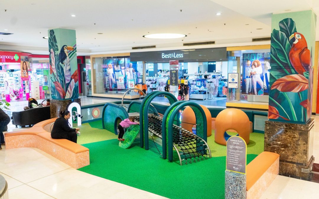 Nova área de lazer com tema de selva no Centro Comercial Westfield Parramatta